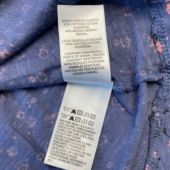 NWT Lucky Brand Floral Print Lace Inset Peasant Top Long Sleeve V Neck Sz XS - Picture 15 of 16